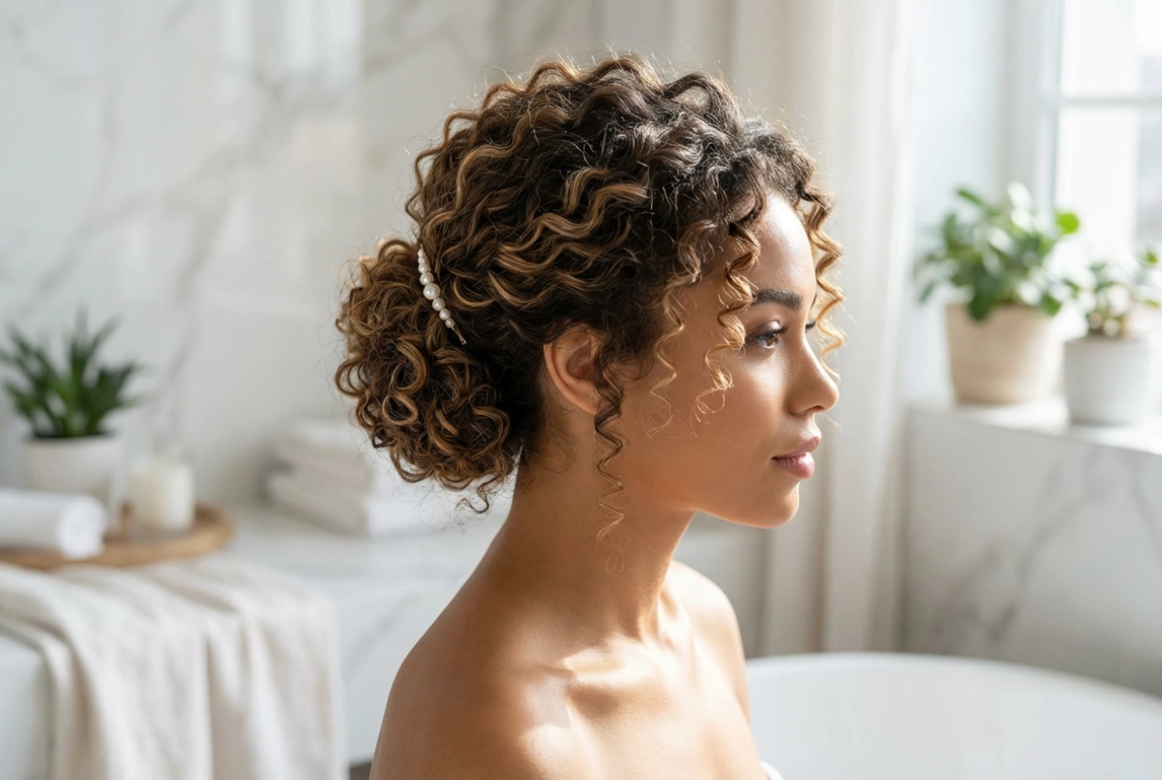 Updos για σγουρά μαλλιά: έλεγχος των μπουκλών, όγκος και αξεσουάρ