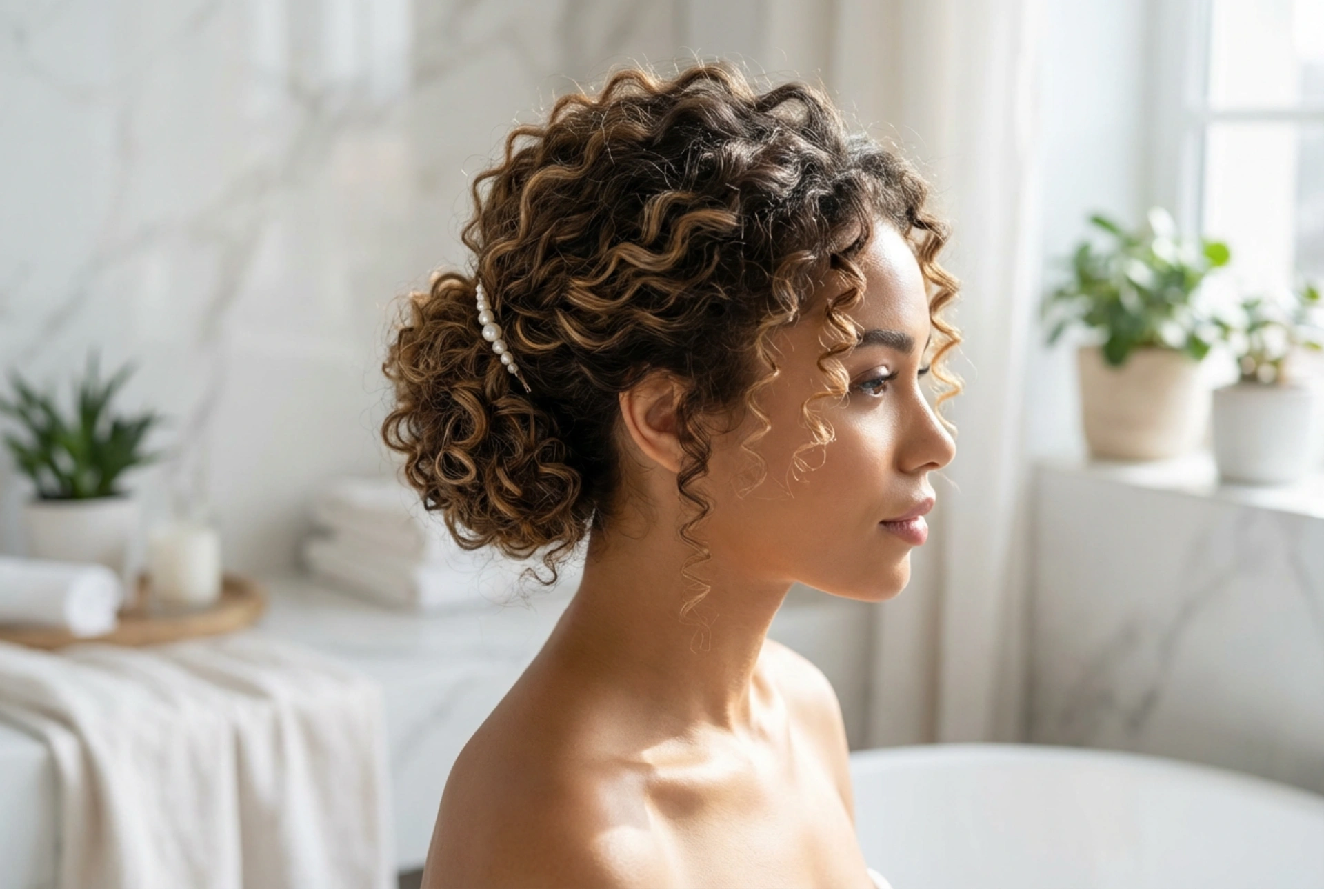 Updos για σγουρά μαλλιά: έλεγχος των μπουκλών, όγκος και αξεσουάρ