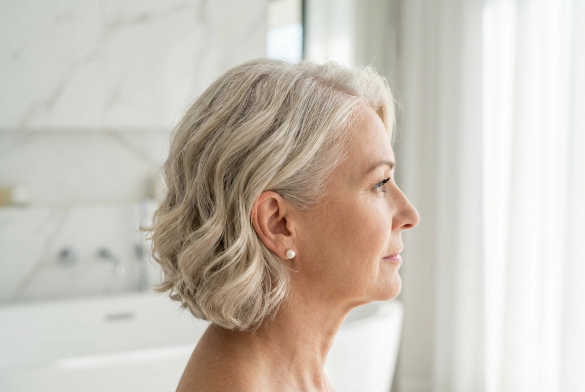 Γάμος: κομψά χτενίσματα για γυναίκες 50 ετών με κοντά μαλλιά