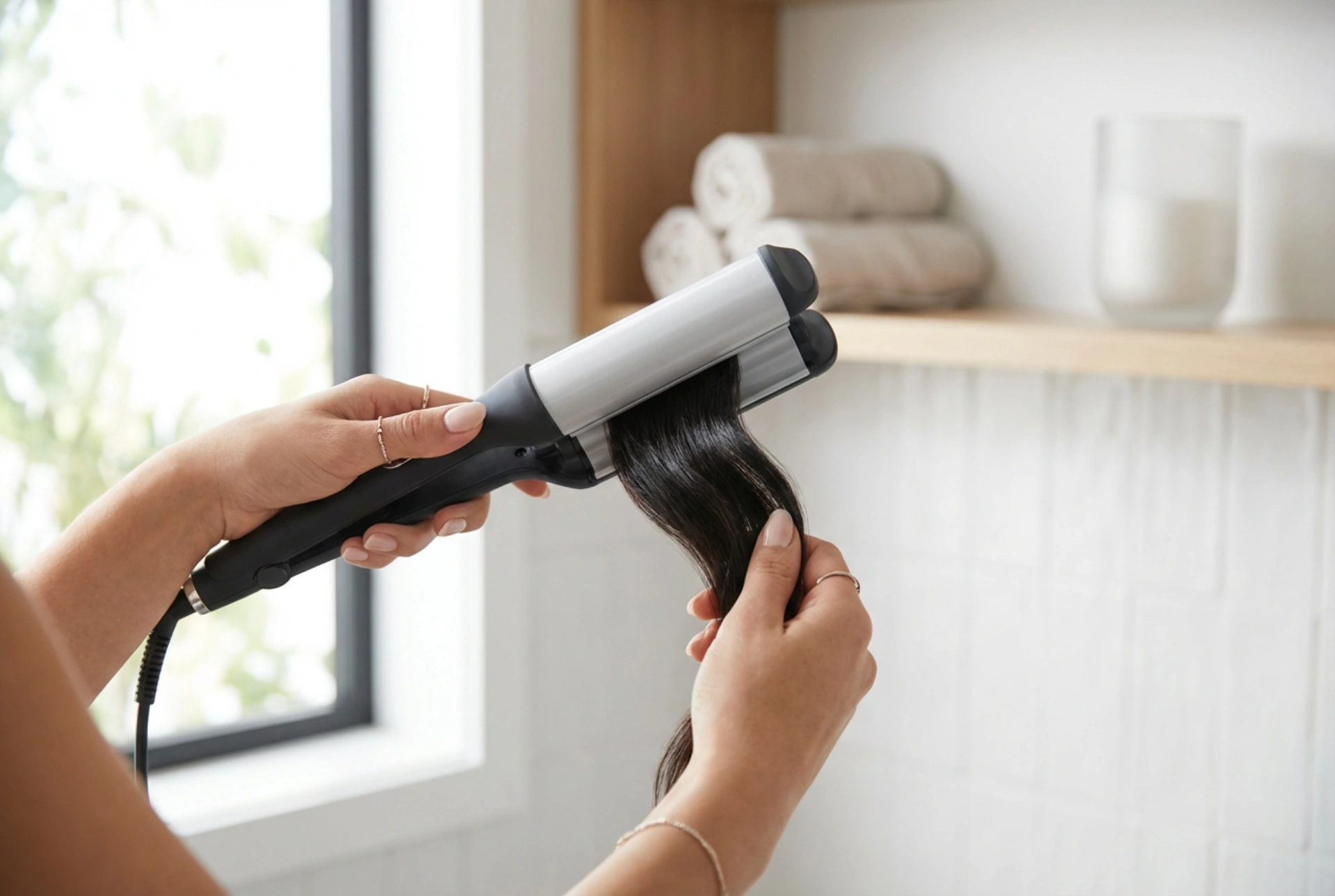 Ψαλίδι για κυματιστά μαλλιά με φαρδιά πλάκα: πώς να δημιουργήσετε φαρδείς κυματισμούς χωρίς τσακίσματα