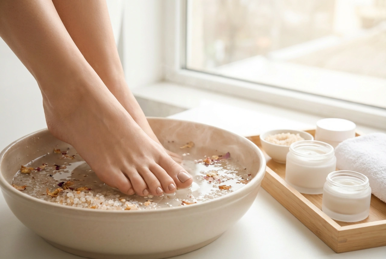 Σκασμένες φτέρνες: πώς να συνδυάσετε peeling, κρέμα και αλατόλουτρο