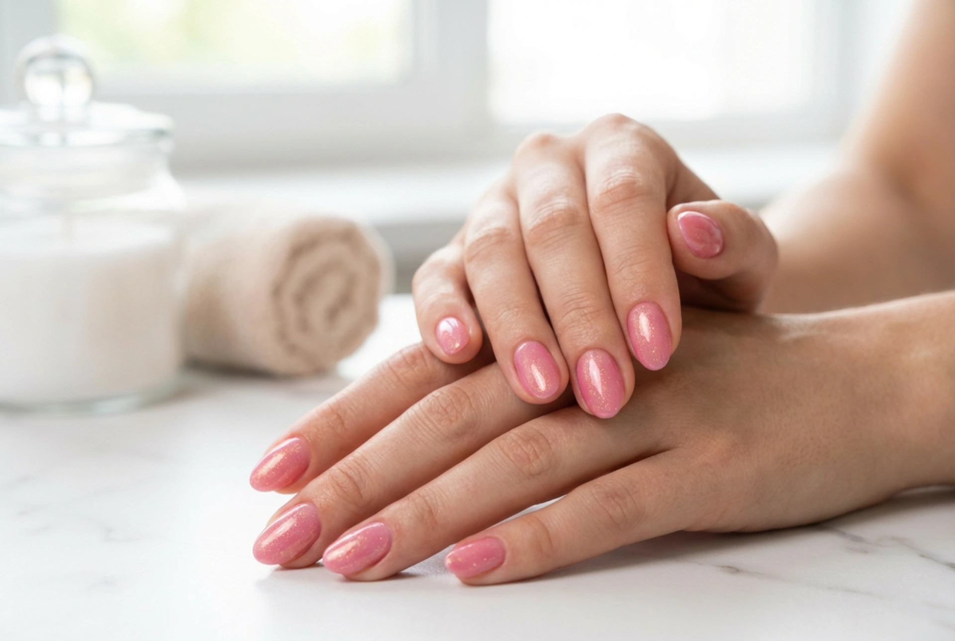 Ροζ ημιμόνιμο με γκλίτερ: Ομοιόμορφη κάλυψη, λάμψη και διάρκεια