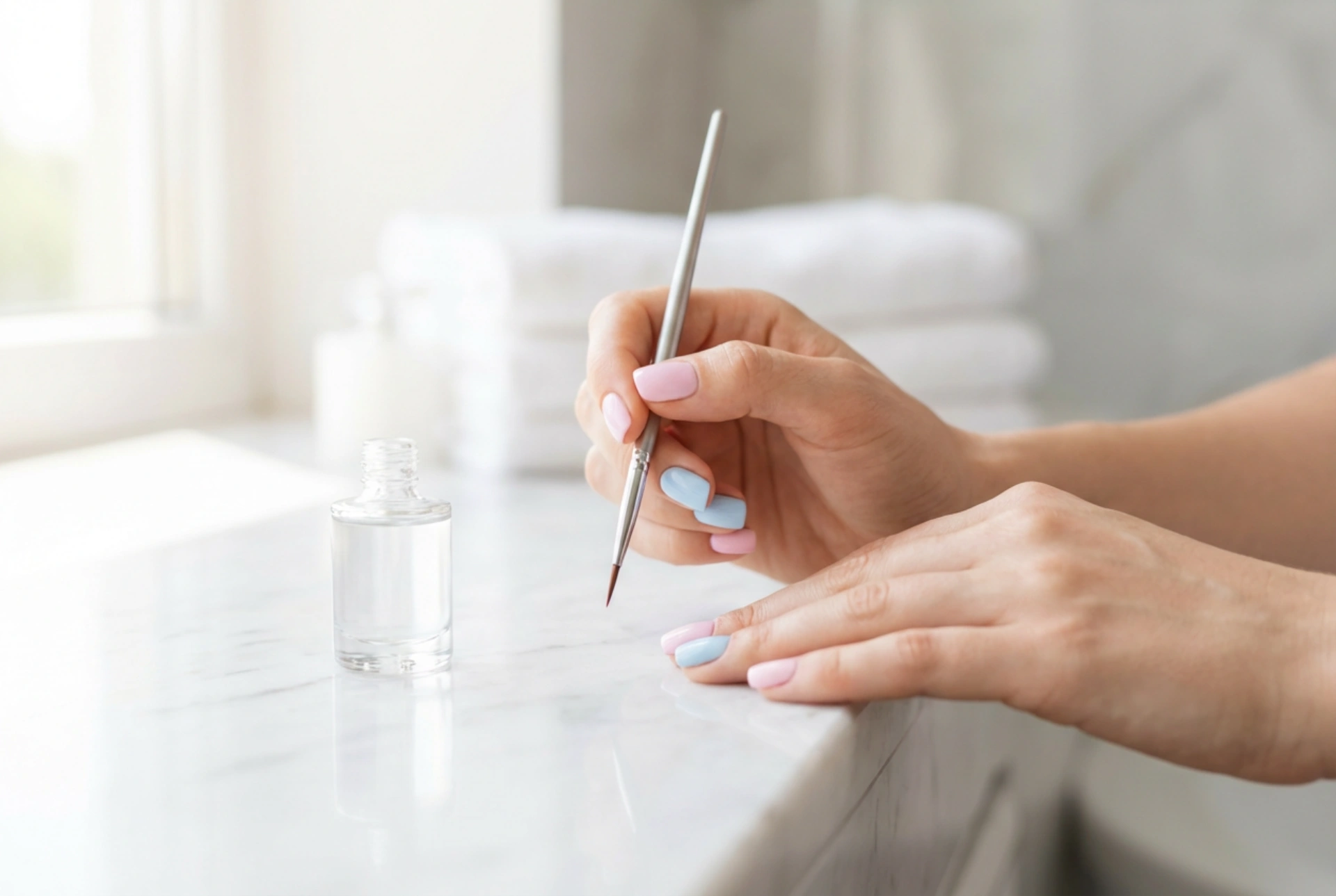 Παστέλ υβριδικά νύχια: προετοιμασία της πλάκας και ομοιόμορφη κάλυψη