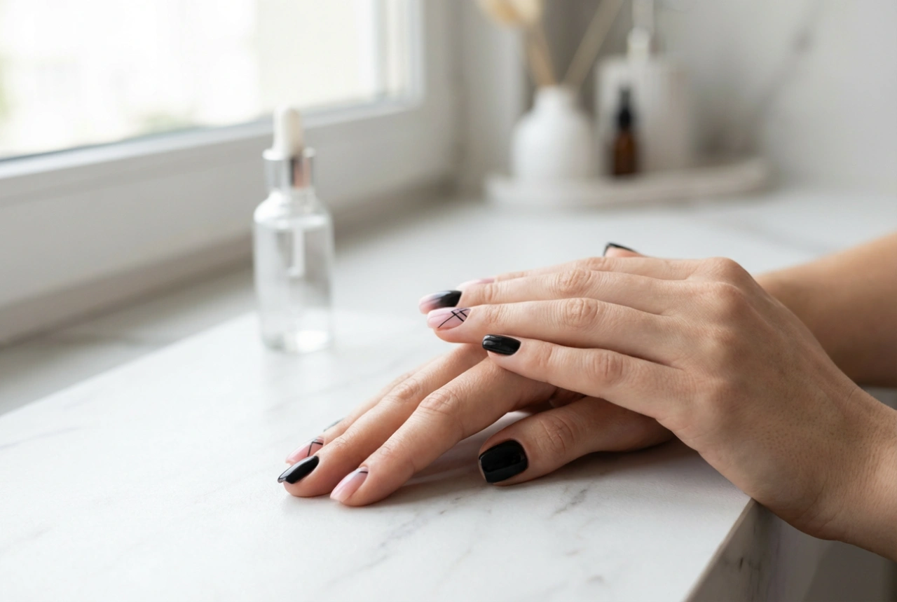 Μαύρα και ροζ νύχια: αντιθέσεις, ombré και απλά σχέδια