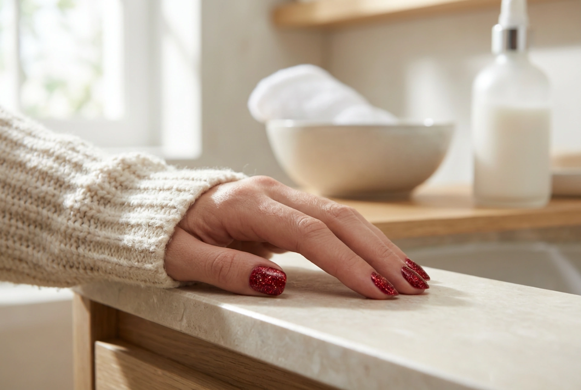 Κόκκινα νύχια με γκλίτερ: πώς να το εφαρμόσετε για να διαρκέσει περισσότερο