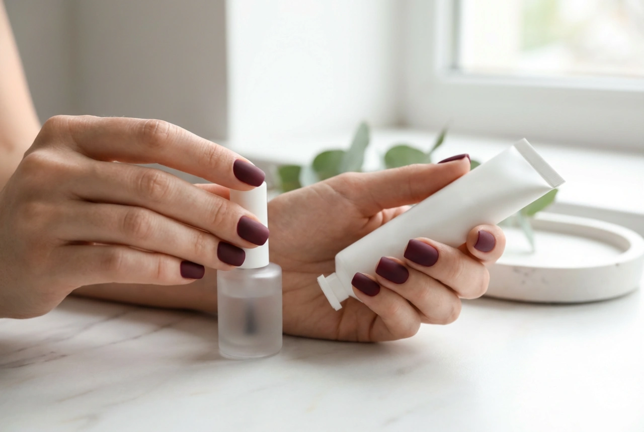 Ματ μπορντό νύχια: λεία βάση, επιλογή top coat και φροντίδα μετά το βάψιμο