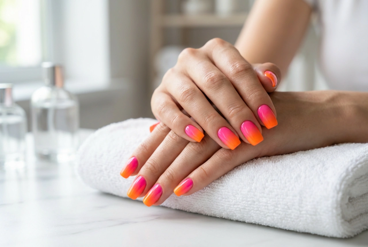 Νύχια νέον όμπρε: συνδυασμός έντονων χρωμάτων και τέλεια σκίαση