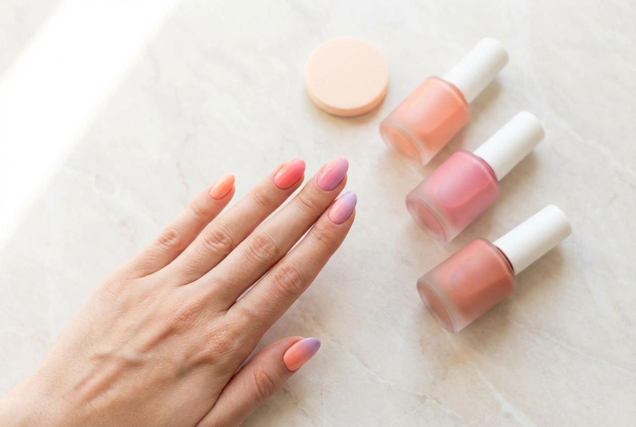 Έγχρωμα νύχια ombre: παλέτα χρωμάτων, τεχνική με σφουγγαράκι και συνηθισμένα λάθη