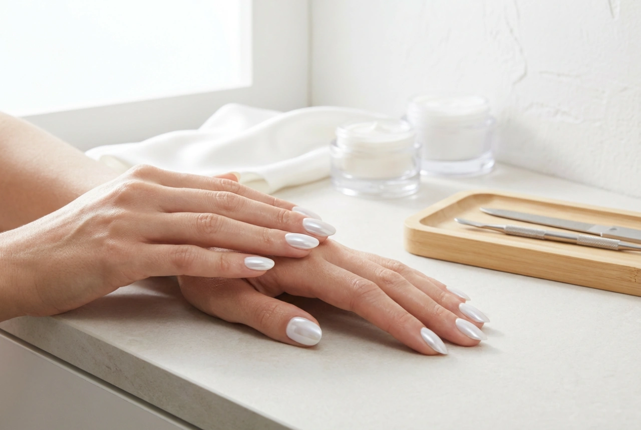 Ανοιχτόχρωμα νύχια με σκόνη: απαλό εφέ καθρέφτη βήμα προς βήμα