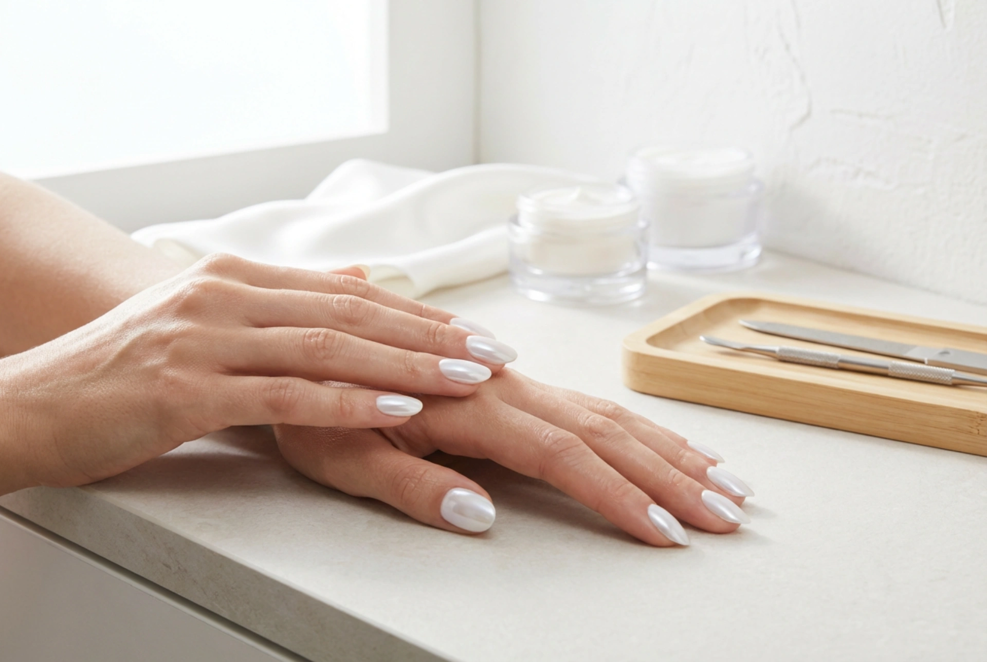 Ανοιχτόχρωμα νύχια με σκόνη: απαλό εφέ καθρέφτη βήμα προς βήμα