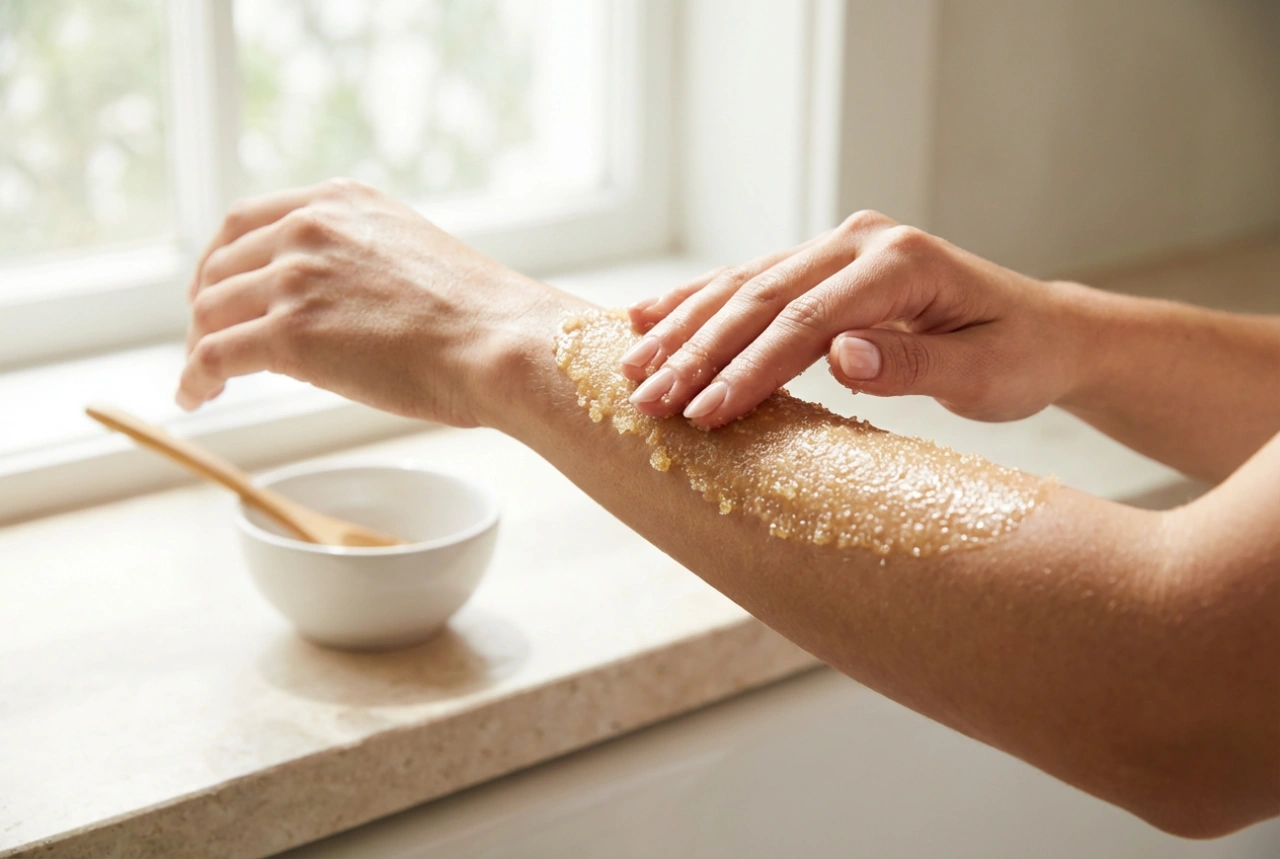 Απολέπιση σώματος με ζάχαρη σε 10 λεπτά: αναλογίες, μασάζ, ξέβγαλμα